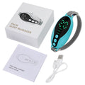 Blue and white USB rechargeable sleep aid device with adjustable wind speed settings