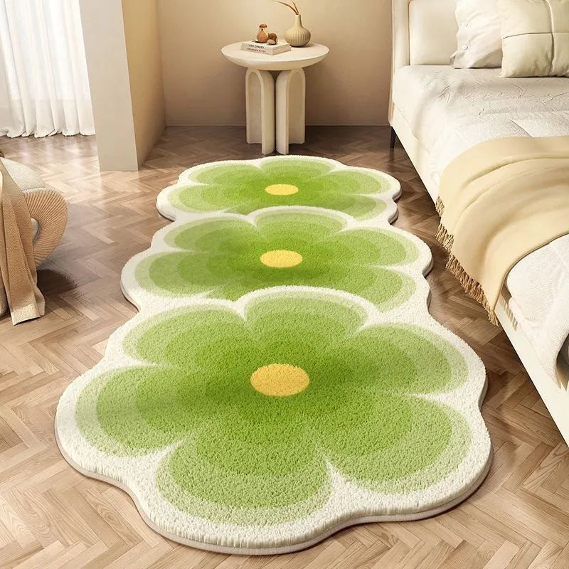 Flower-shaped cashmere blanket with printed cartoon patterns in various colours and sizes