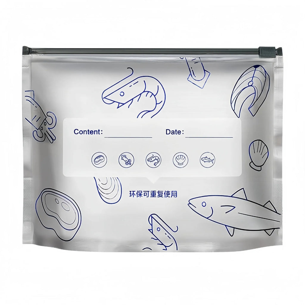 Aluminium foil heat-seal fresh-keeping bags in three sizes with temperature resistance from -60 to 100 degrees Celsius