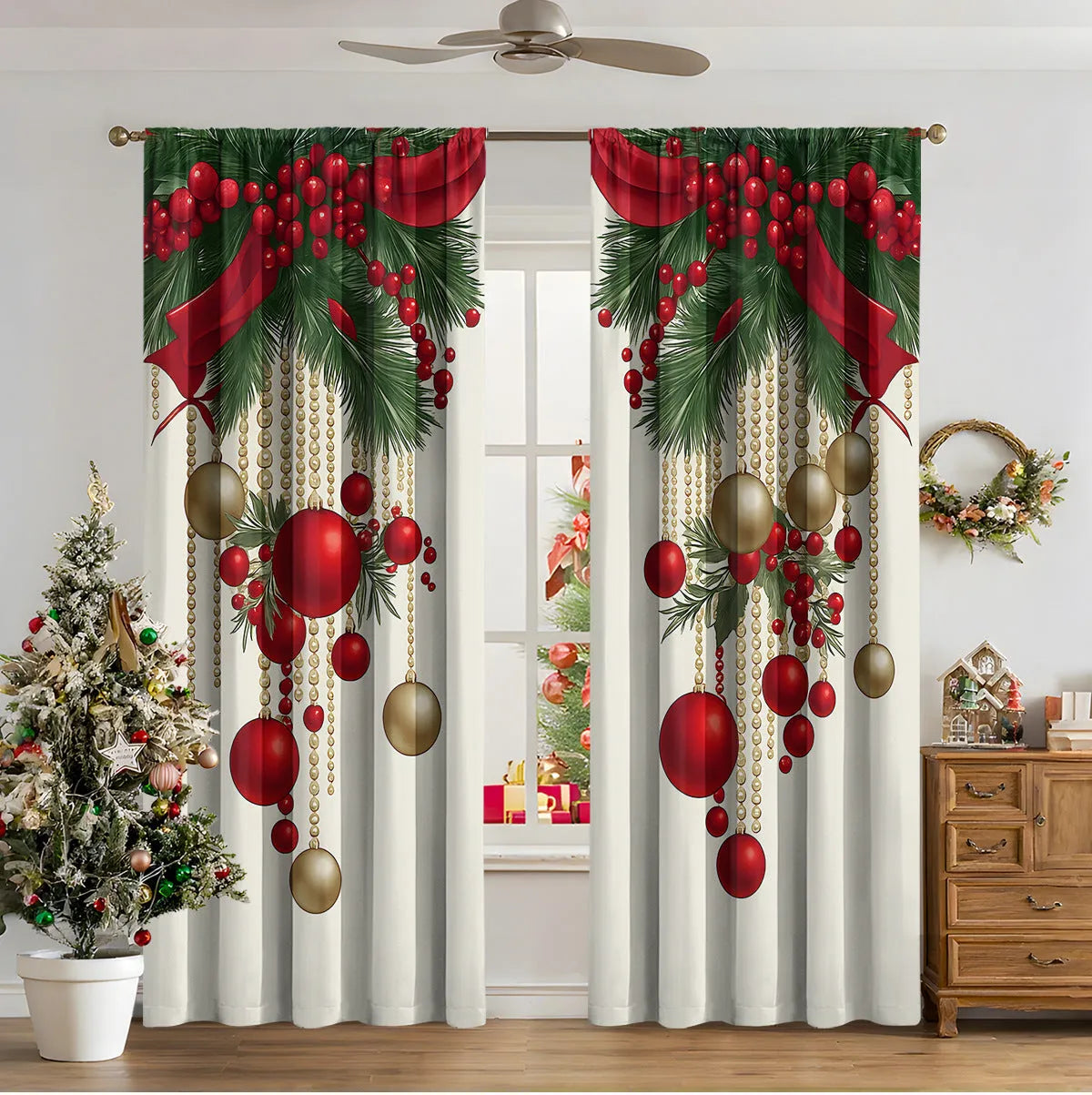 3D digital printed polyester Christmas curtains in modern simple style with high sunshade function