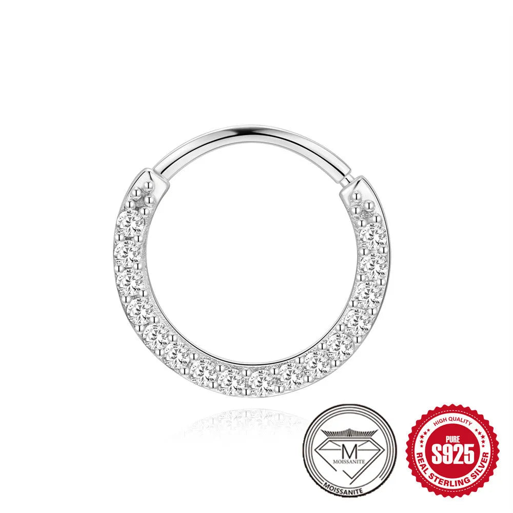 S925 sterling silver geometric stud earrings with petal diamond debris detailing in platinum colour finish