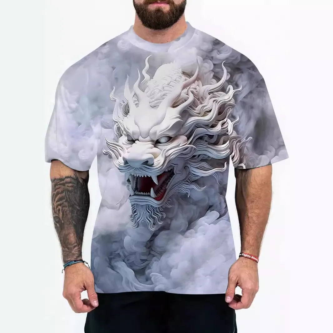Men's loose fit graphic t-shirt in chemical fibre blend fabric