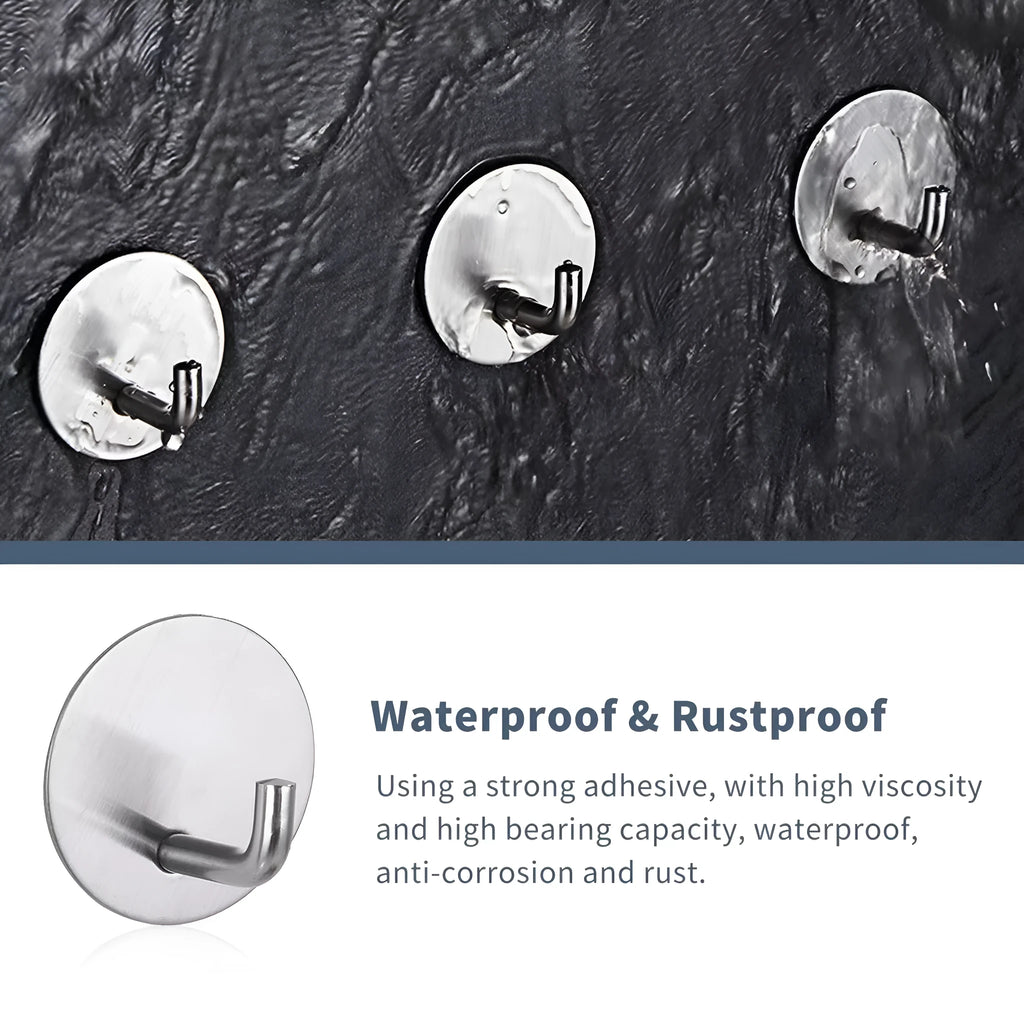 Stainless steel self-adhesive hook in black and polished finishes with 3kg load capacity
