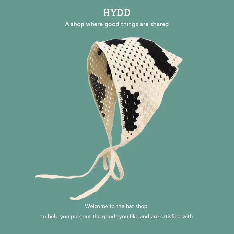 Cotton triangular headscarf with French retro floral pattern in multiple colour options