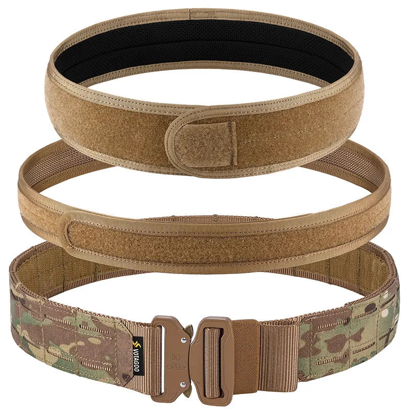 VOTAGOO 2-inch tactical belt with quick-release buckle in CP camouflage, black or grey-brown