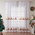 American Christmas curtains with white snowflake embroidery on red polyester fabric hung on window
