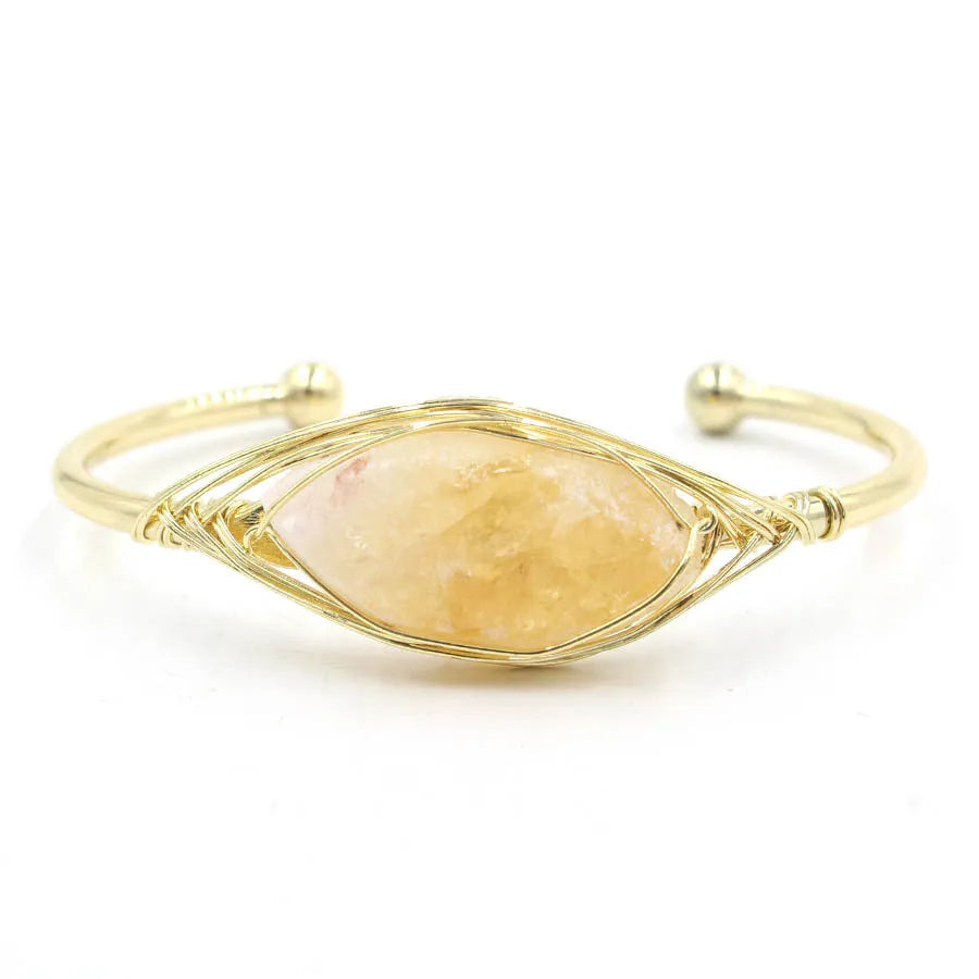 Natural raw gemstone bracelet with winding 8mm crystals in multiple colour options