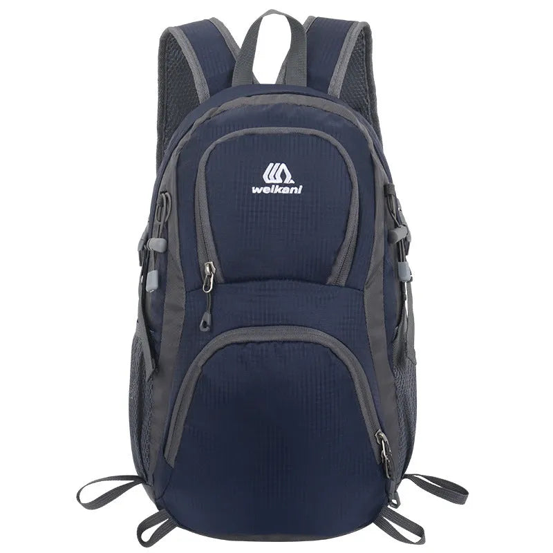 20-litre multi-functional outdoor backpack in Oxford cloth with air pillow belt, shown in various colours.