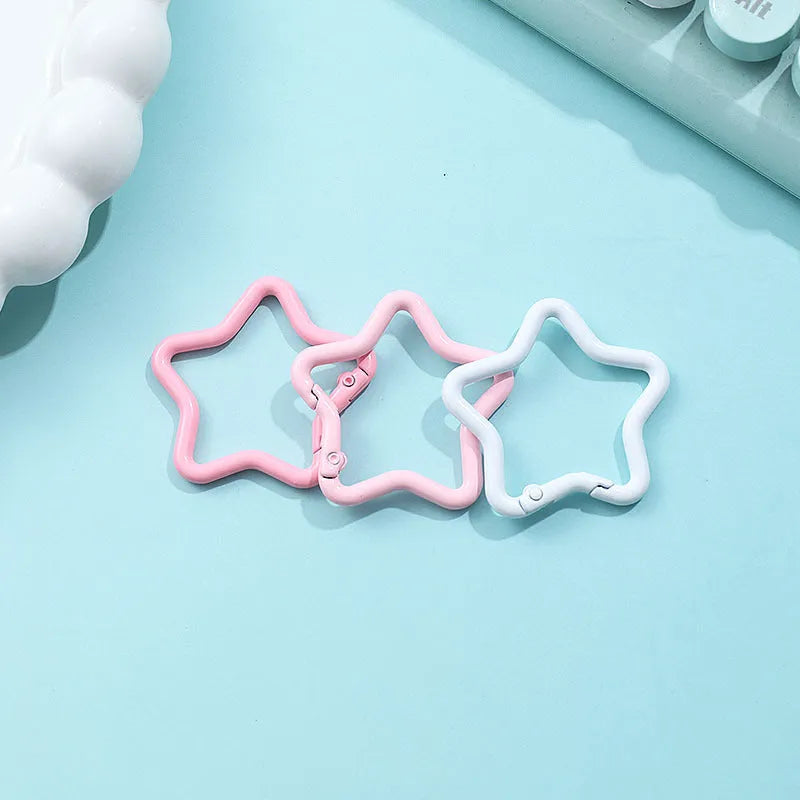 Zinc alloy five-pointed star keychain in macaron colours for backpack decoration