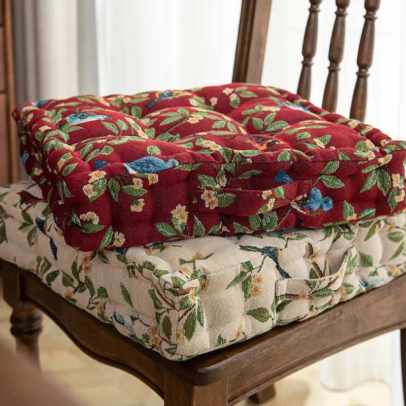 American style dining chair cushion with thick 8cm support and floral pattern, dimensions 40×40cm