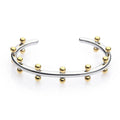Stainless steel C-shaped bracelet with rivet-shaped bean beads and personality texture in three colour options