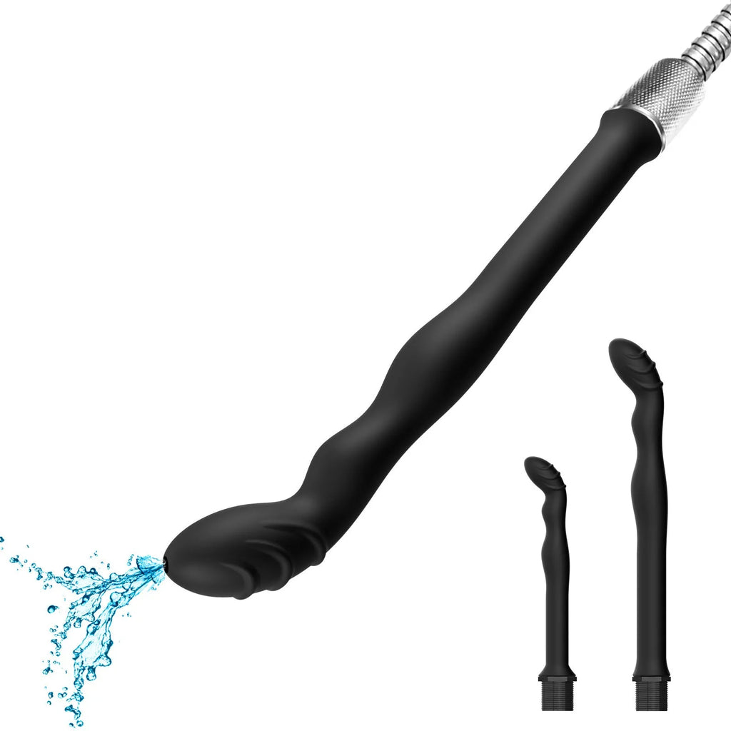 Black silicone enema hose flusher for colon irrigation and back court cleaning procedures