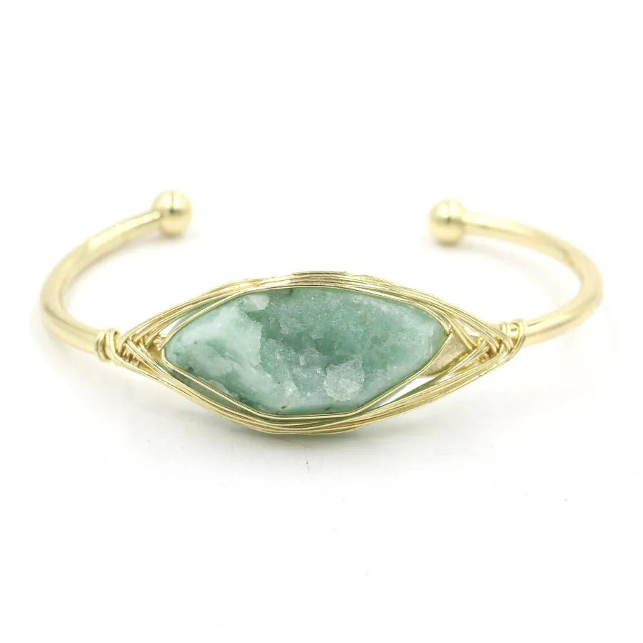 Natural raw gemstone bracelet with winding 8mm crystals in multiple colour options