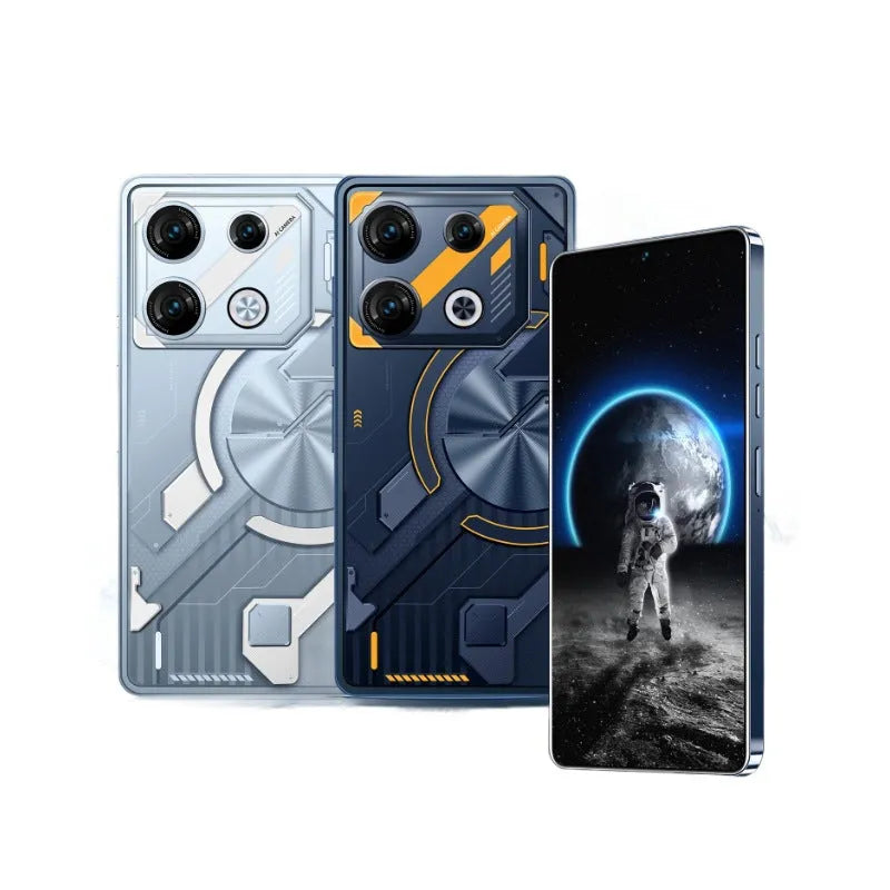 GT10 Pro Android smartphone in Blue and Silver colours with straight plate design