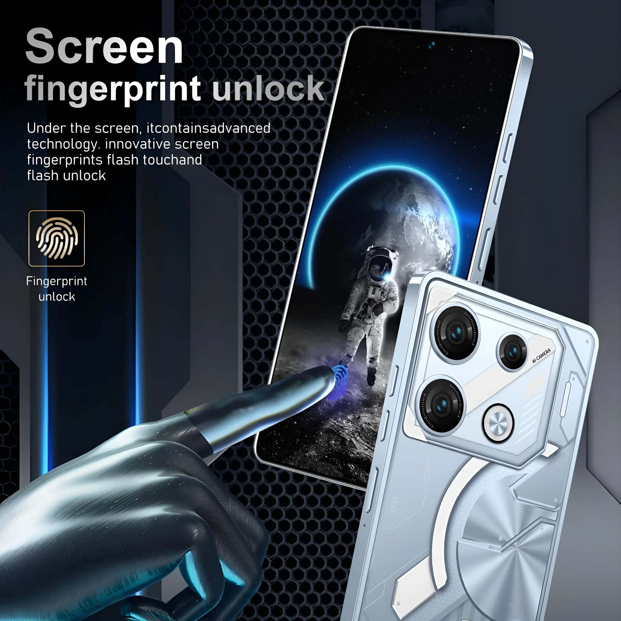 GT10 Pro Android smartphone in Blue and Silver colours with straight plate design