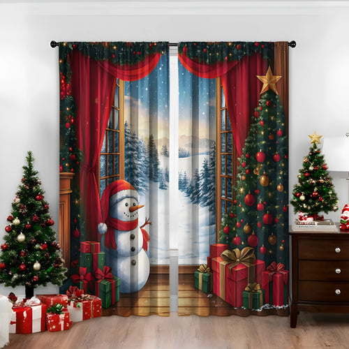 3D digital printed polyester Christmas curtains in modern simple style with high sunshade function