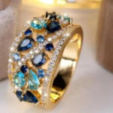 Round hollow women's ring in copper with stone colours available in sizes 6 to 10