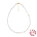 Women's adjustable freshwater pearl necklace in sterling silver with simple design