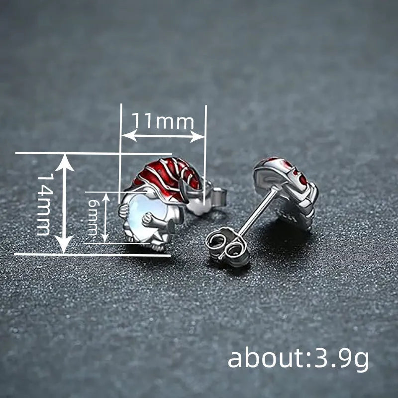 Women's heart-shaped earrings with Santa Claus design in electroplated white gold colour