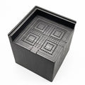 Four black thickened plastic furniture foot mats for height increase and stabilisation
