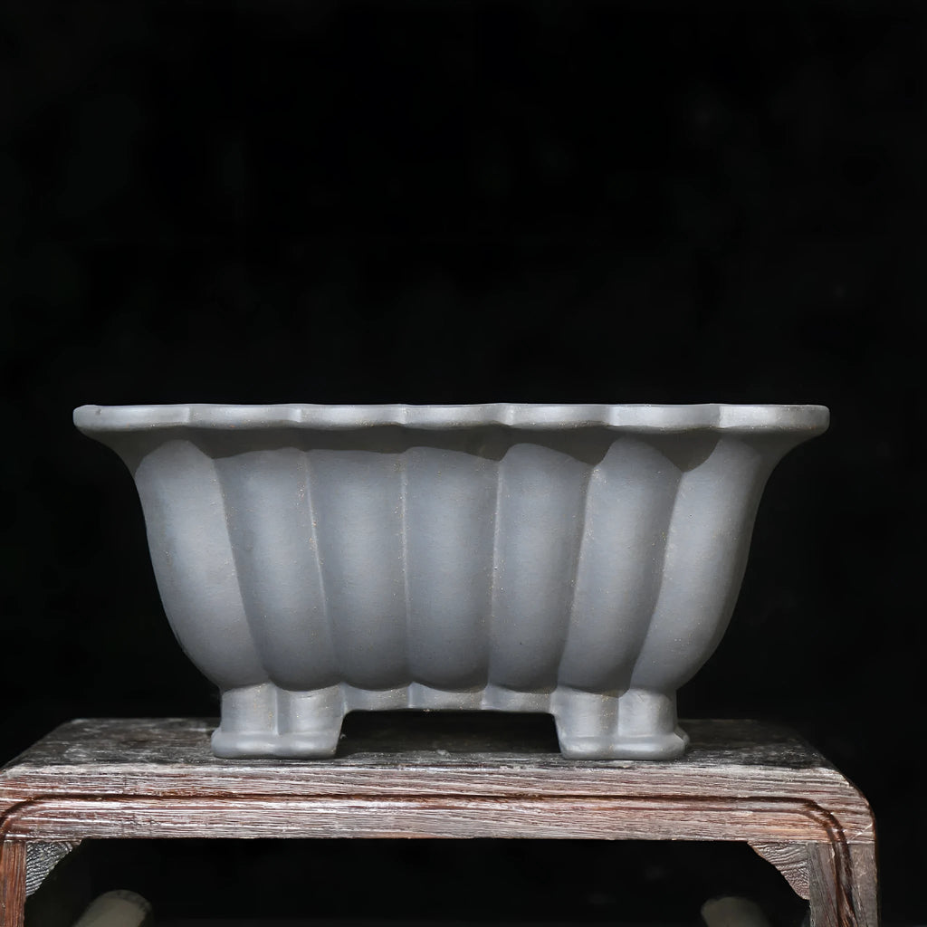 Square purple sand ceramic flower pot for desktop bonsai with 37cm diameter and classical design