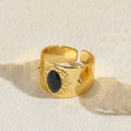 Geometric Chinese style copper ring with Horse Eye Black electroplated finish