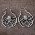 Vintage antique silver octopus earrings with zinc alloy construction and retro animal design