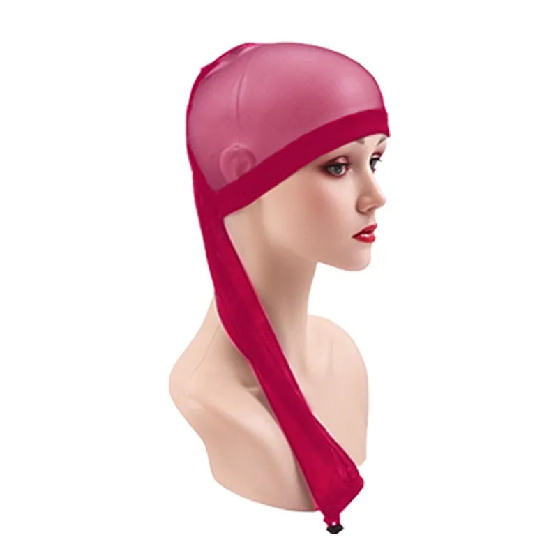 Mesh wig cap with elastic oversleeve design in seven colour options