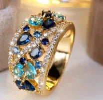 Round hollow women's ring in copper with stone colours available in sizes 6 to 10