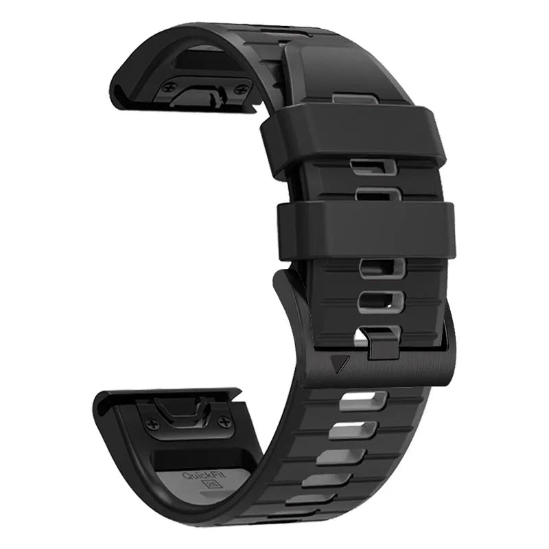 Two-colour quick release silicone watch strap for Garmin Fenix watches in 22mm and 26mm widths.