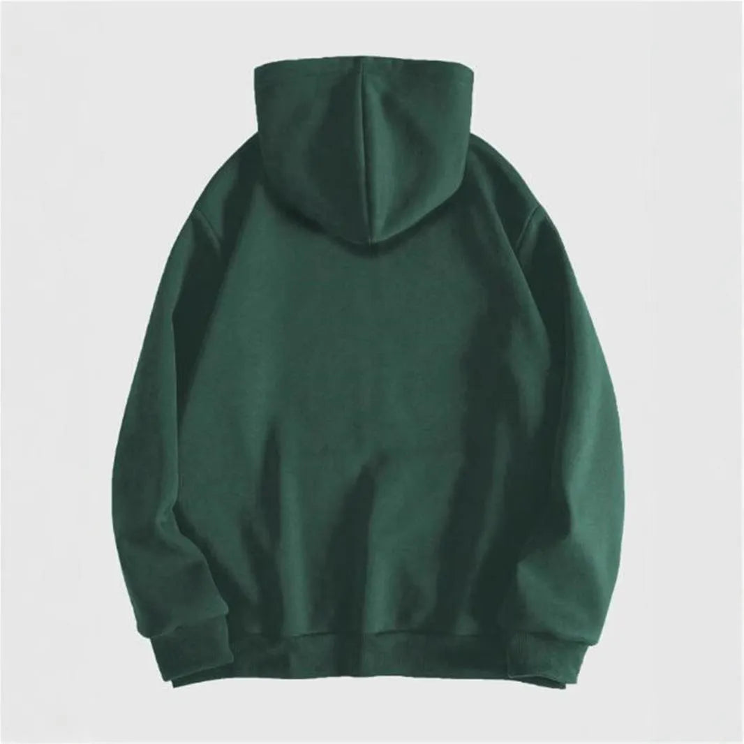 Men's black hooded sweatshirt with skull print and long sleeves in Harajuku style