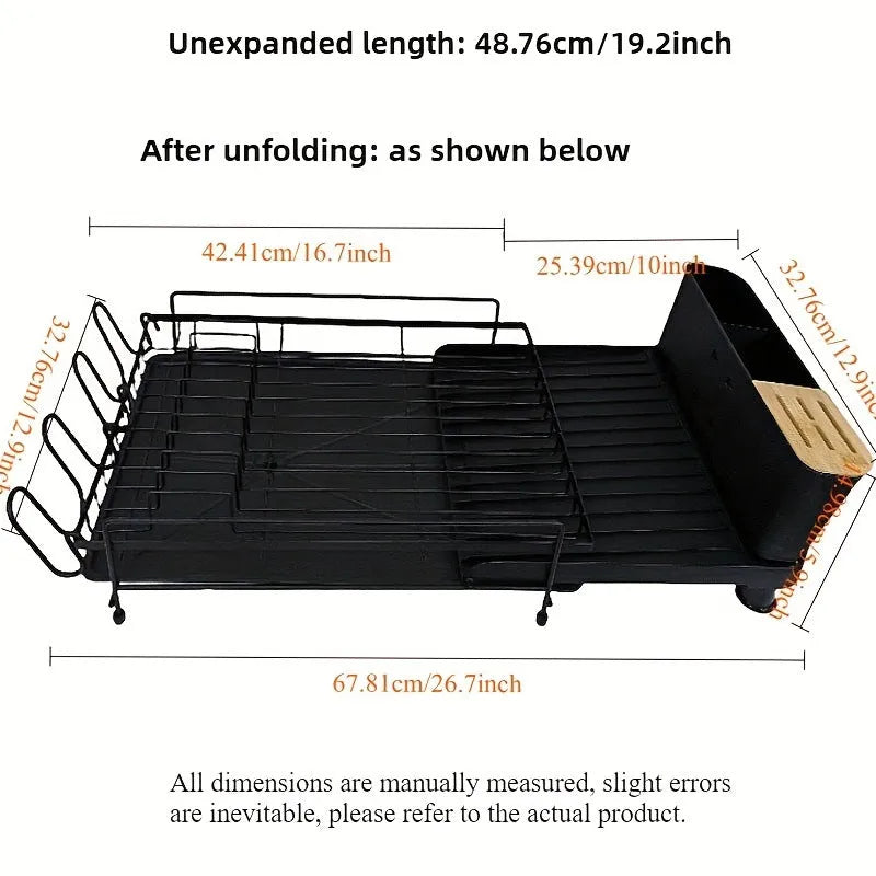 Retractable carbon steel dish rack for knives and forks with foldable design
