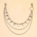 Silver metal double-layer pants chain with rivet details for punk hip hop style
