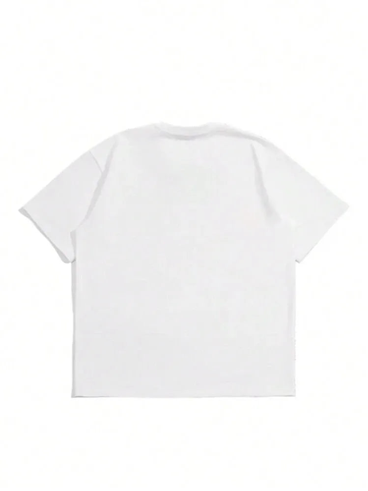 Men's pure cotton short sleeve T-shirt with Japanese retro style in dark grey colour