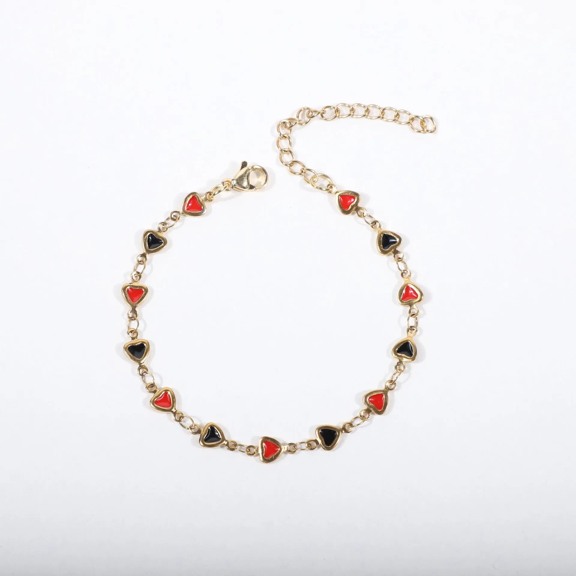 Stainless steel bracelet with heart design and 18K gold colour finish in multiple colour options