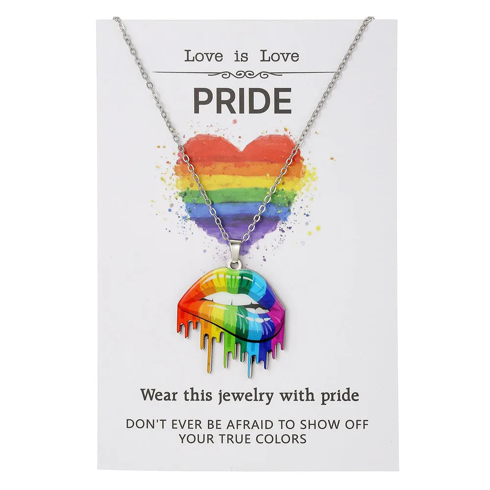 Stainless steel necklace and bracelet set with inspirational colour printing on a regular chain.