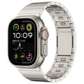 Silver magnetic buckle stainless steel strap for Apple Watch on a wrist
