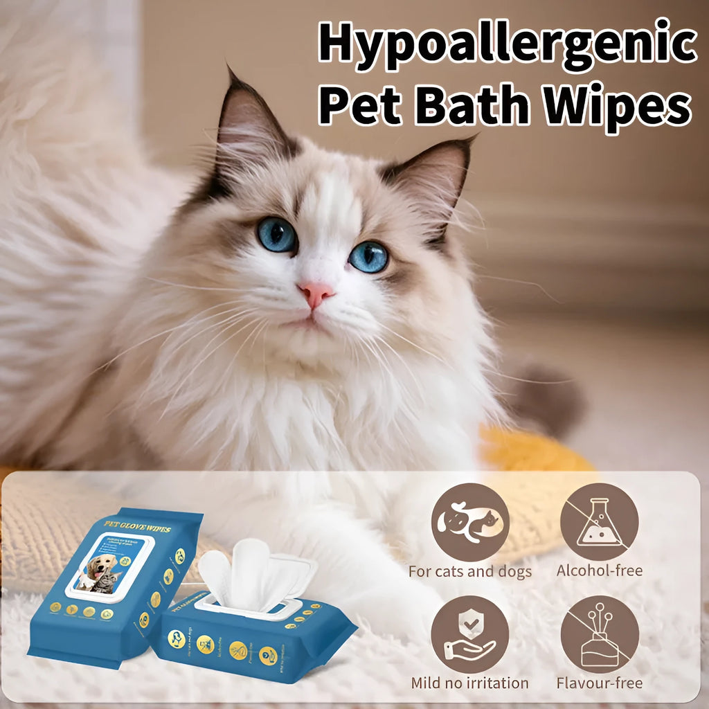 Disposable pet gloves for cat and dog bath cleaning in multi-pack options