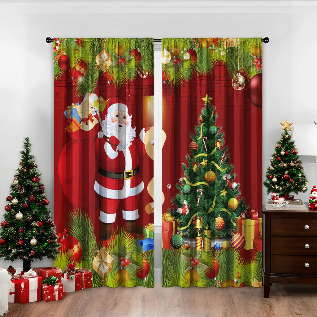 3D digital printed polyester Christmas curtains in modern simple style with high sunshade function