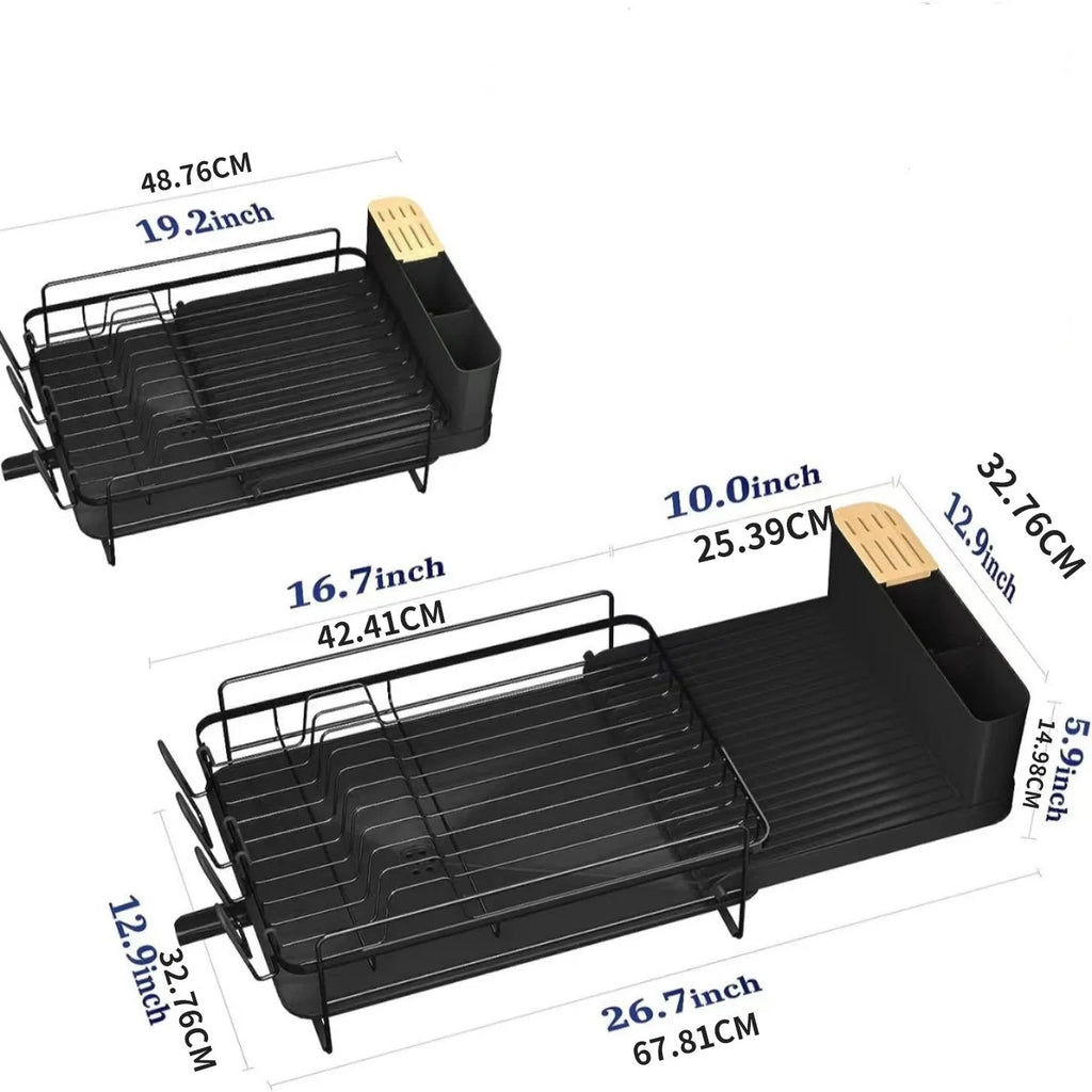 Retractable carbon steel dish rack for knives and forks with foldable design