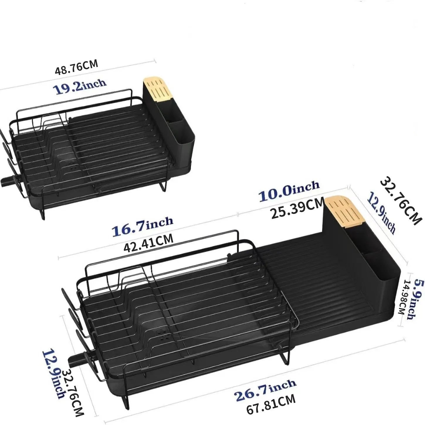 Retractable carbon steel dish rack for knives and forks with foldable design