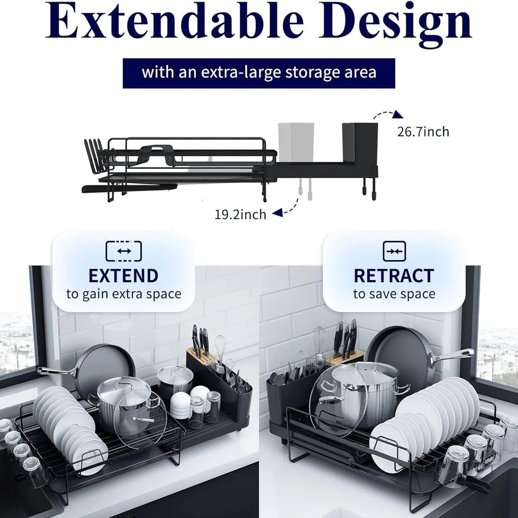 Retractable carbon steel dish rack for knives and forks with foldable design