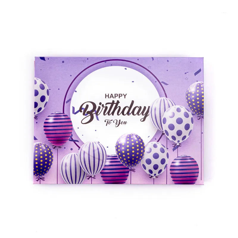 Open 3D greeting card with Chinese ink style cake design, showing hand-folded paper dimensions of 15cm by 20cm.