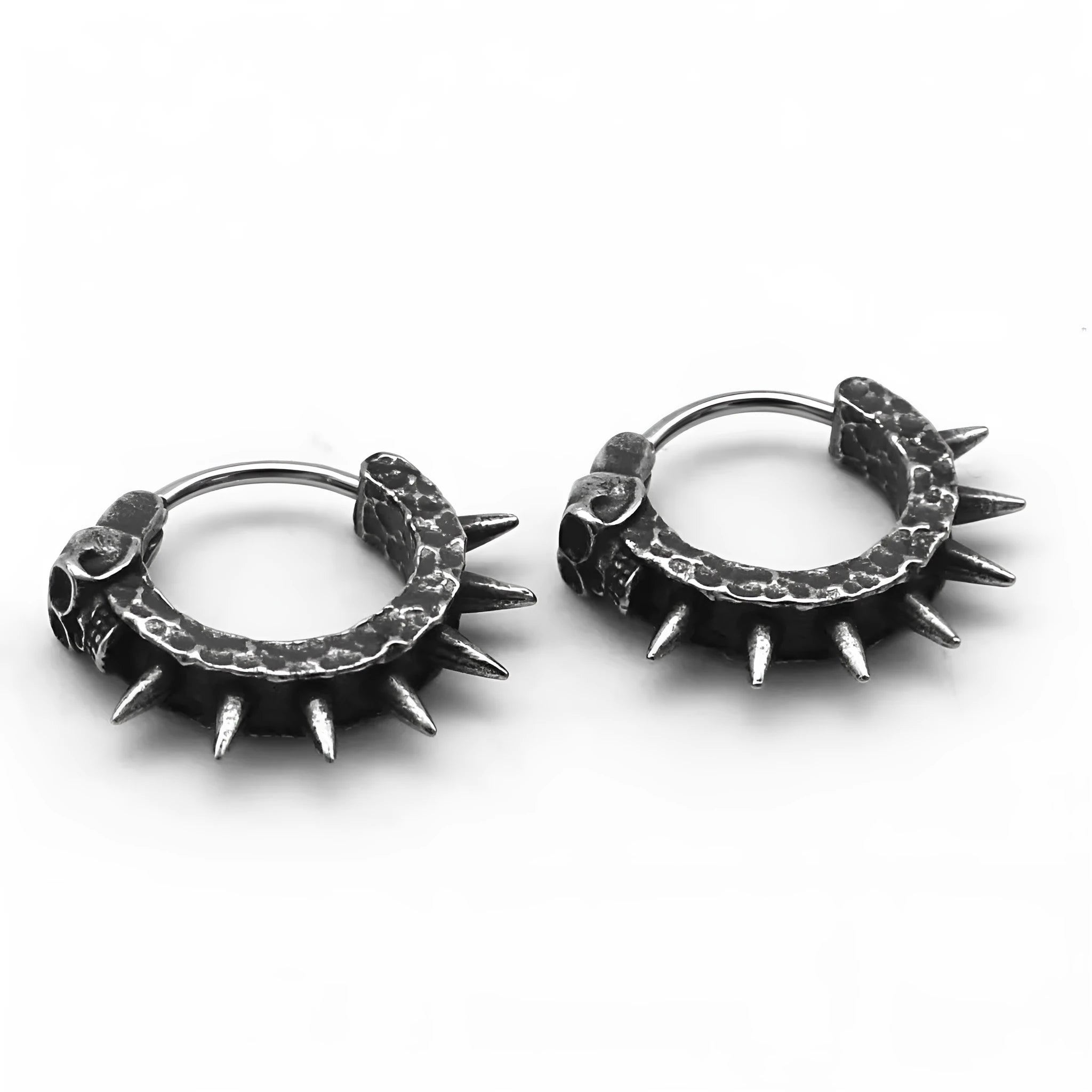 Pair of black geometric copper-plated alloy motorcycle punk earrings