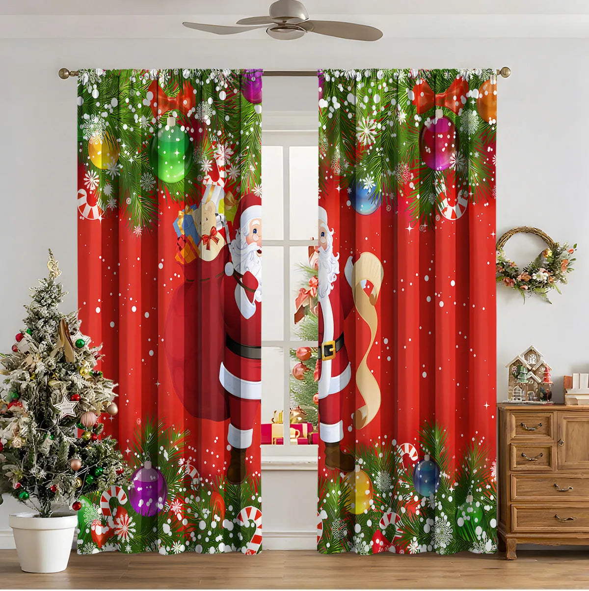 3D digital printed polyester Christmas curtains in modern simple style with high sunshade function