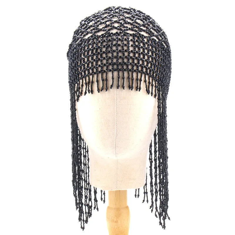 Belly dance headwear hair ornament with beaded alloy construction and long tassels