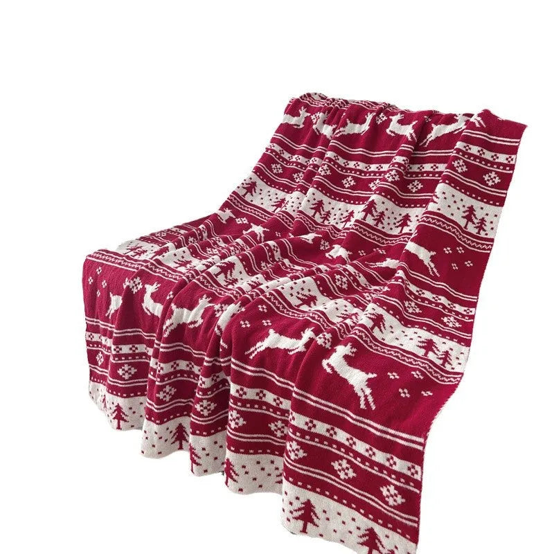 Personalised Christmas blanket with snowflake pattern showing soft acrylic texture
