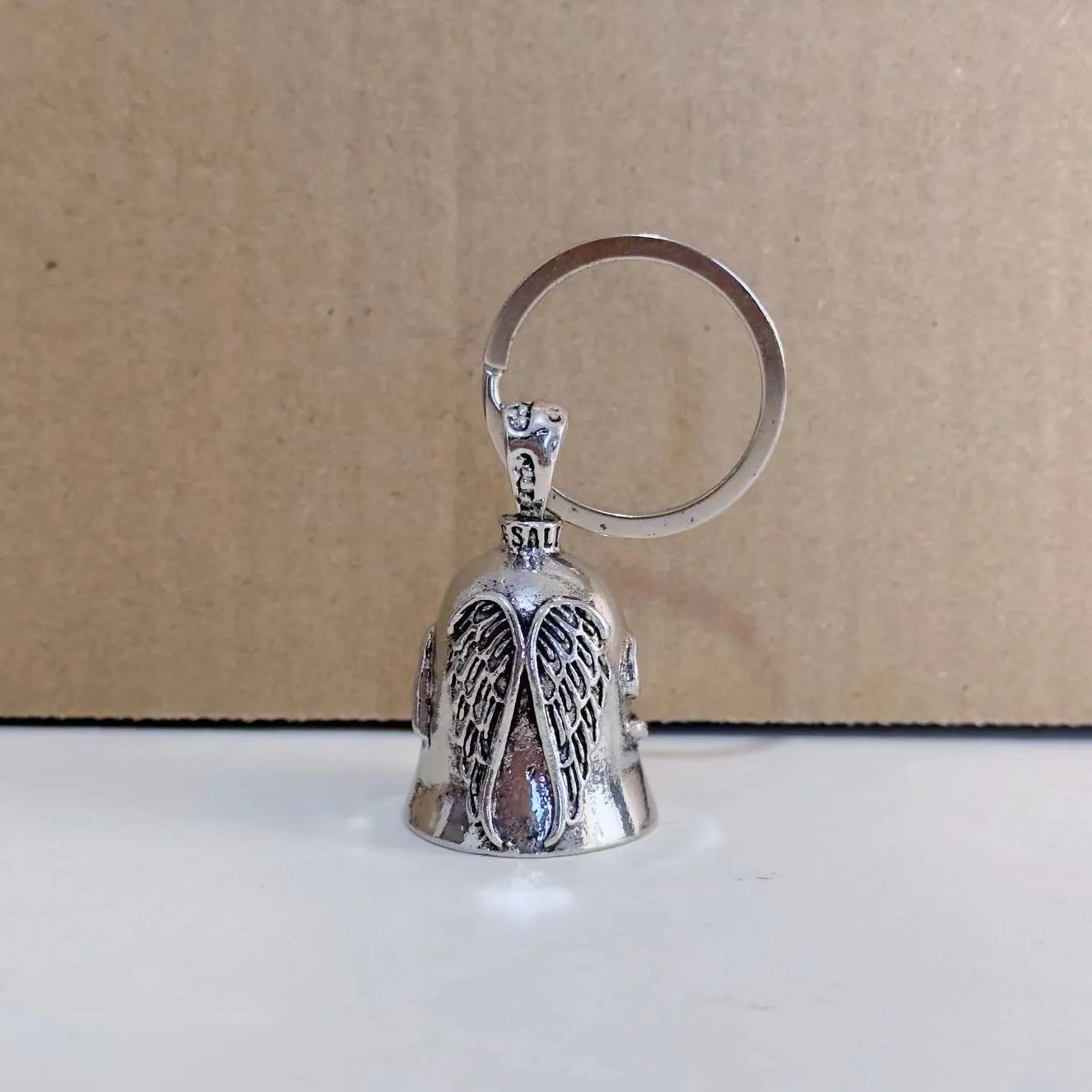 Angel white wings necklace and keychain set with vintage feather design