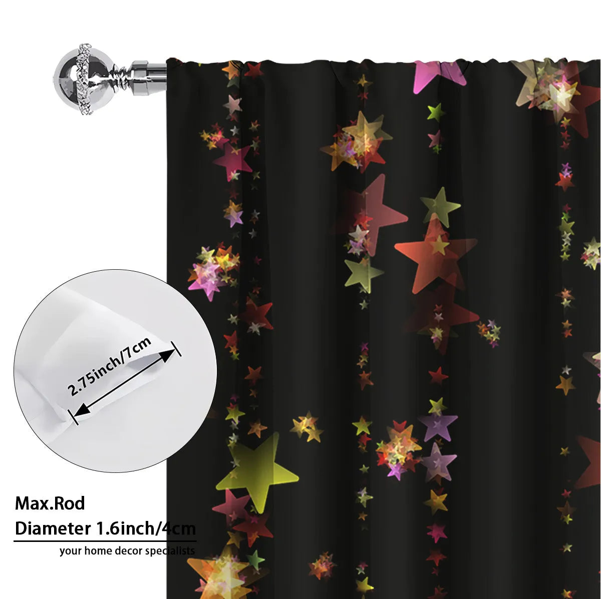 Pair of 3D digital printed polyester Christmas curtains with high sunshade capability in various sizes