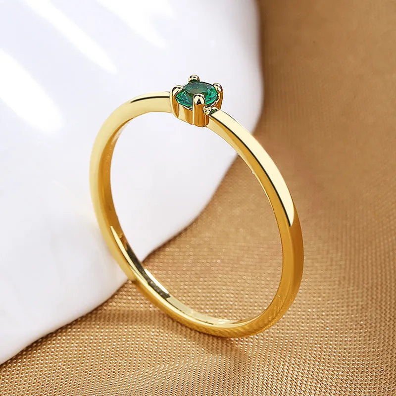 Women's fine copper circle ring with geometric design and single diamond in multiple colour options